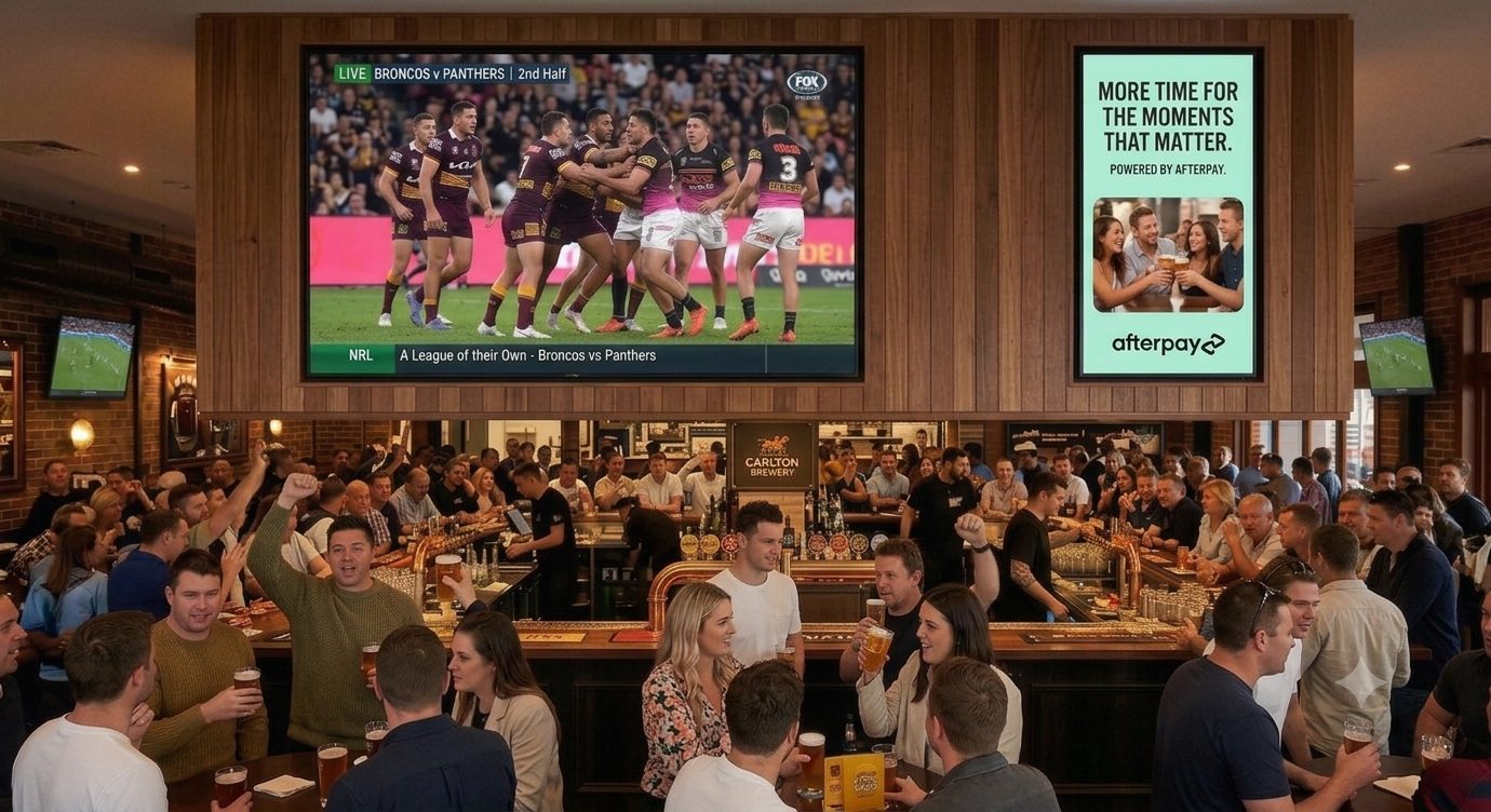 Portrait screen running advertising alongside the main feed